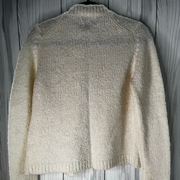 VTG Tanner Ivory Loose Knit Open Cardigan Sweater Wool Blend Women's Med 80s - Picture 6 of 6
